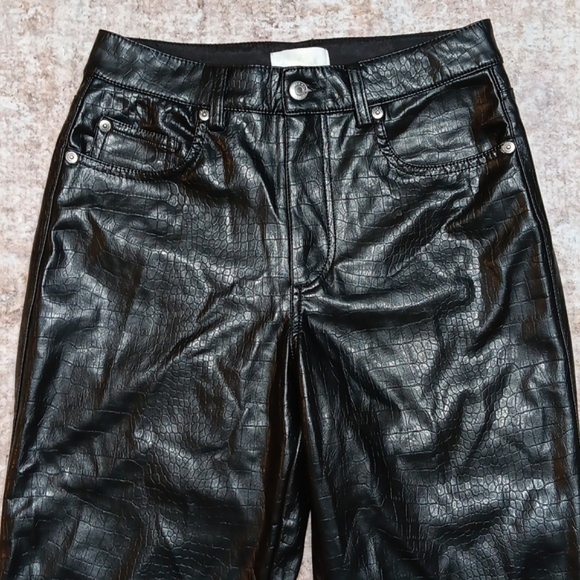 New Black Faux Leather Bootcut Pants Womens Sz 6 - Picture 3 of 9